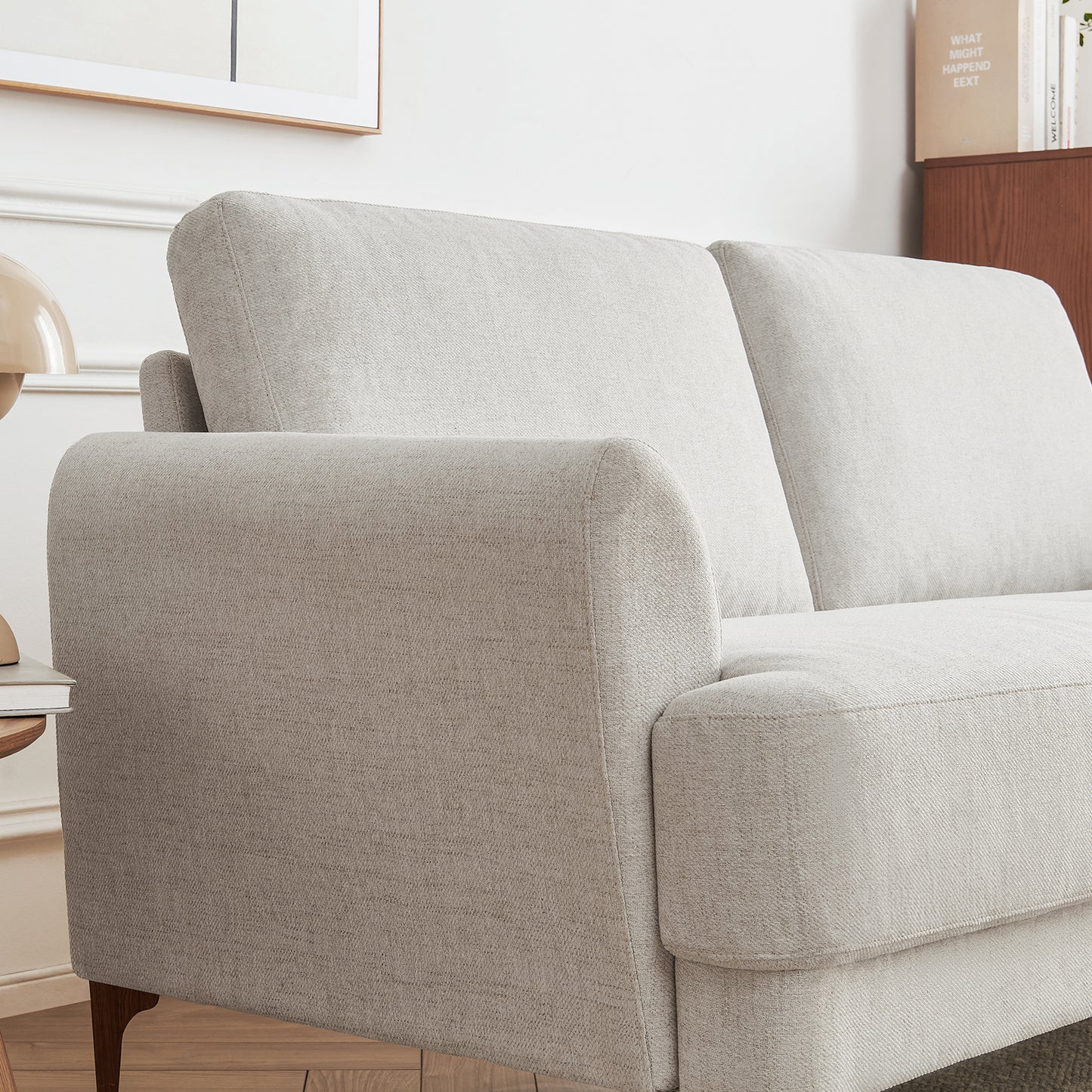 Atopston 63" Fabric Loveseat Sofa for Living Room Apartment, Beige Linen
