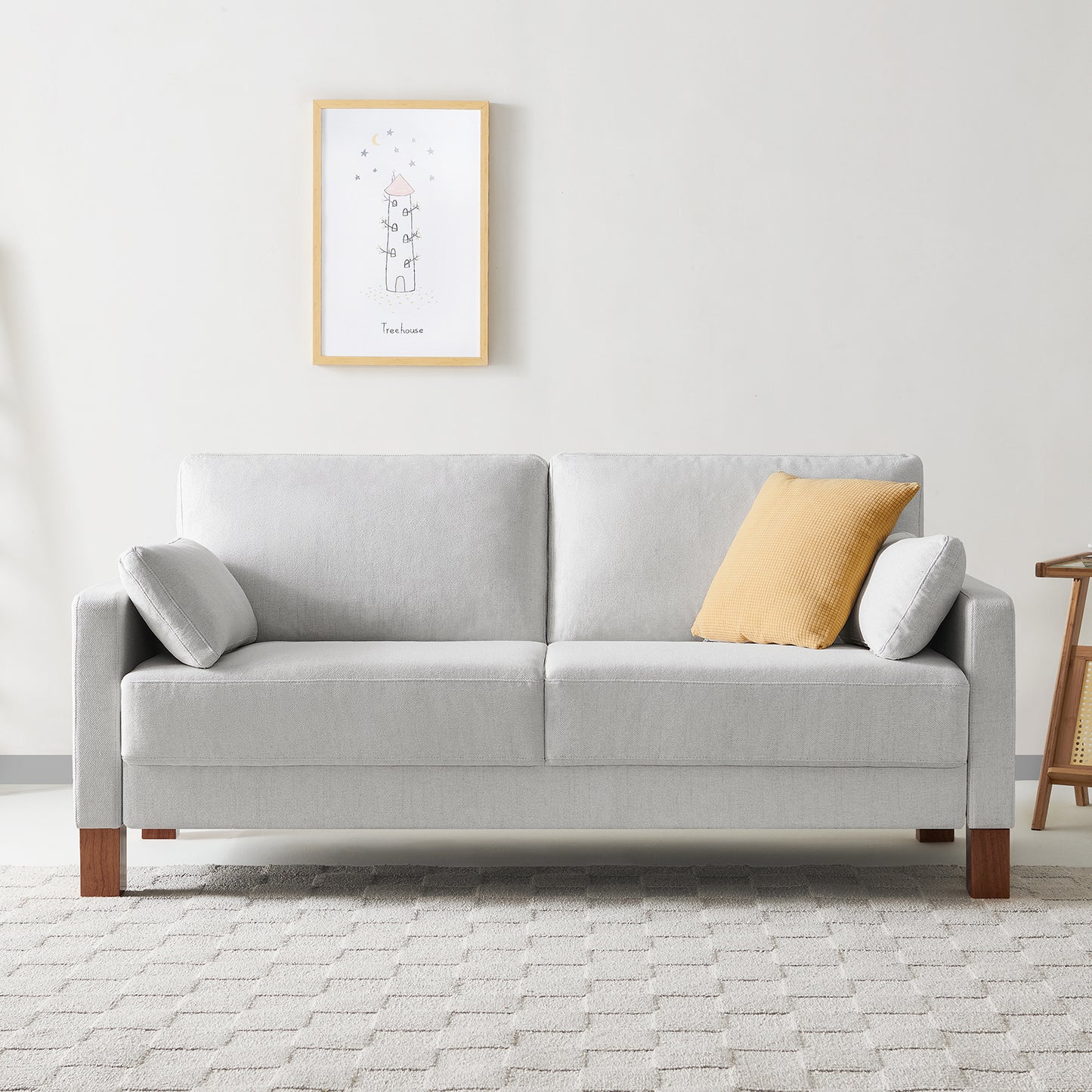 Atopston 66'' Fabric Living Room Couch for compact apartment, White