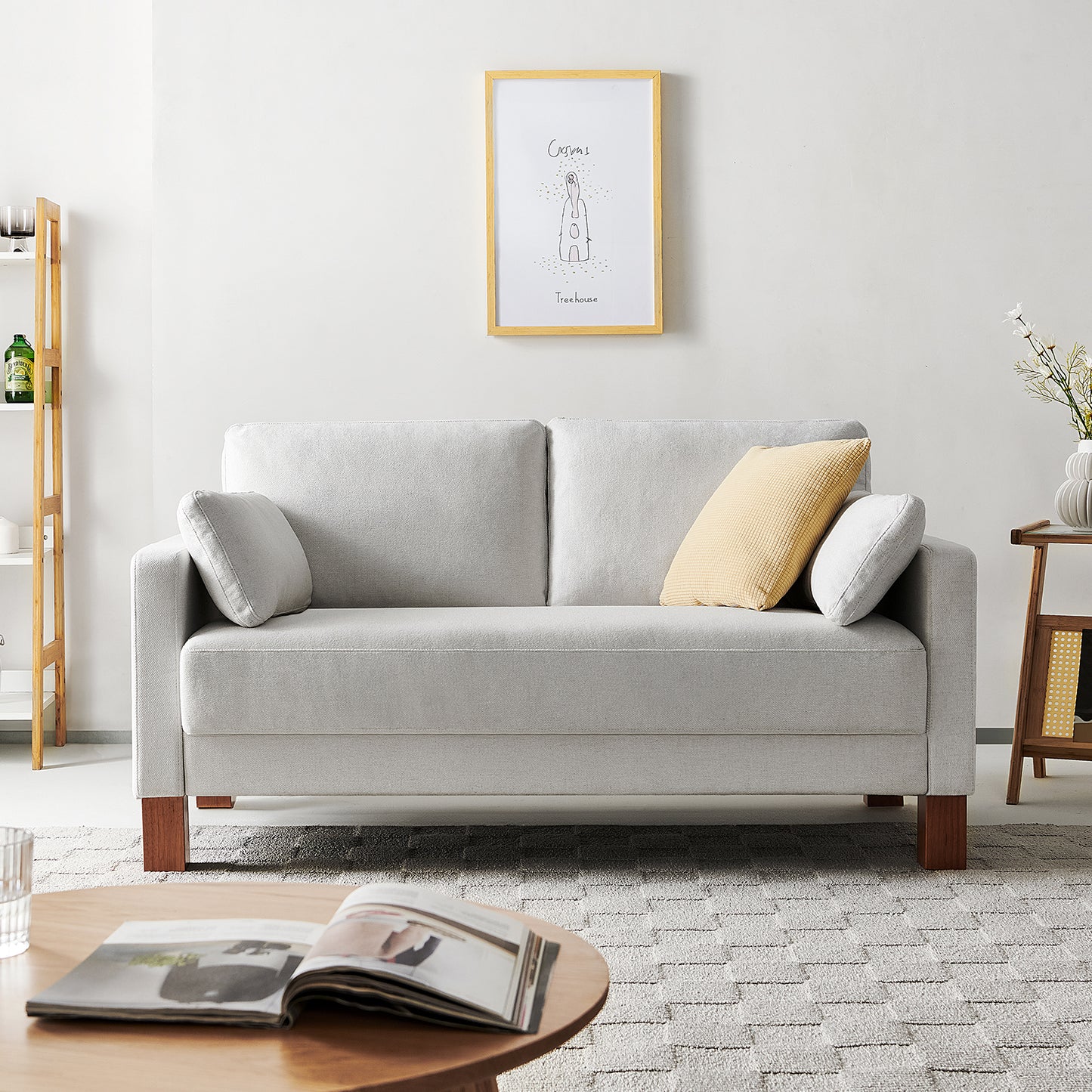 Atopston 56'' Fabric Living Room Couch for compact apartment, White