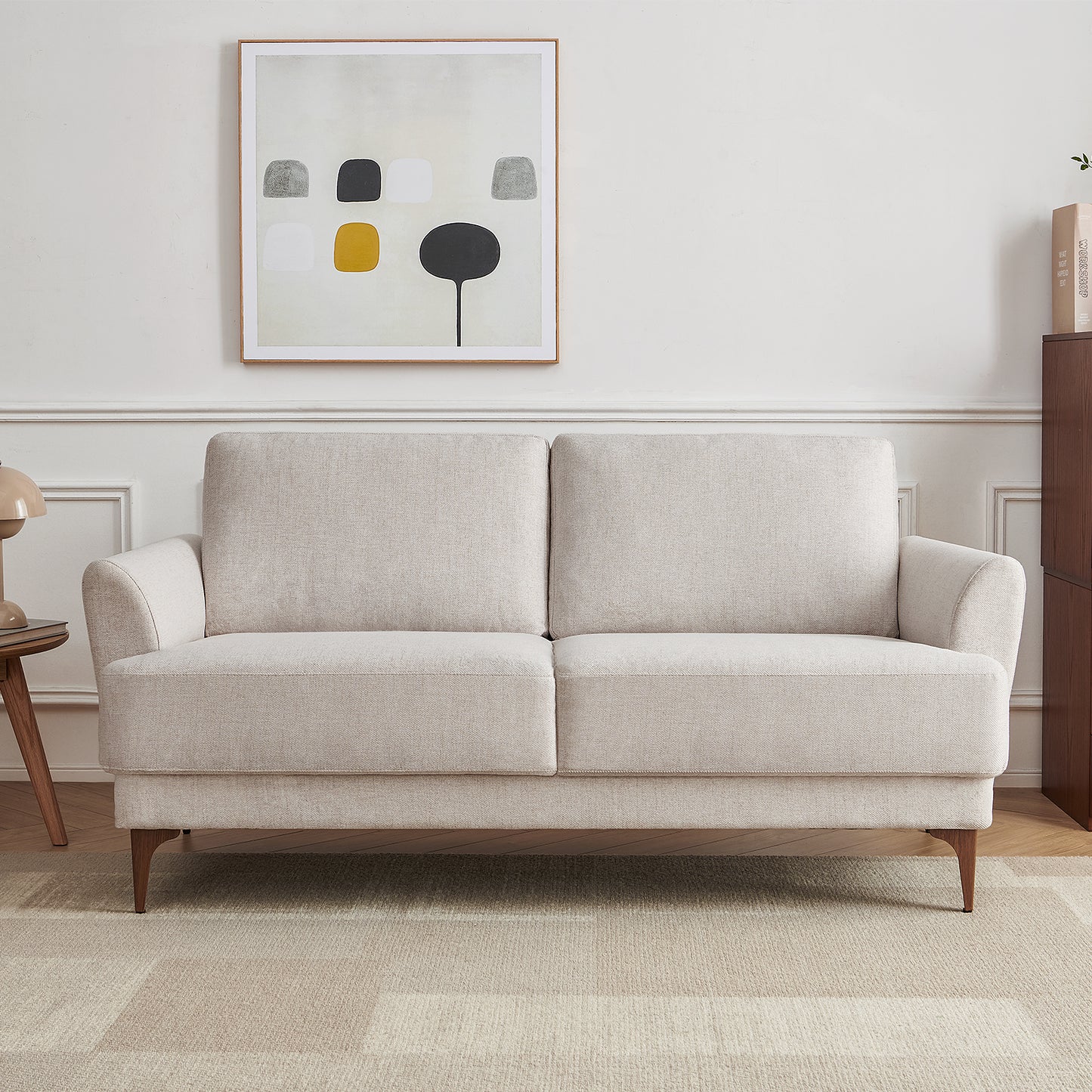 Atopston 63" Fabric Loveseat Sofa for Living Room Apartment, Beige Linen