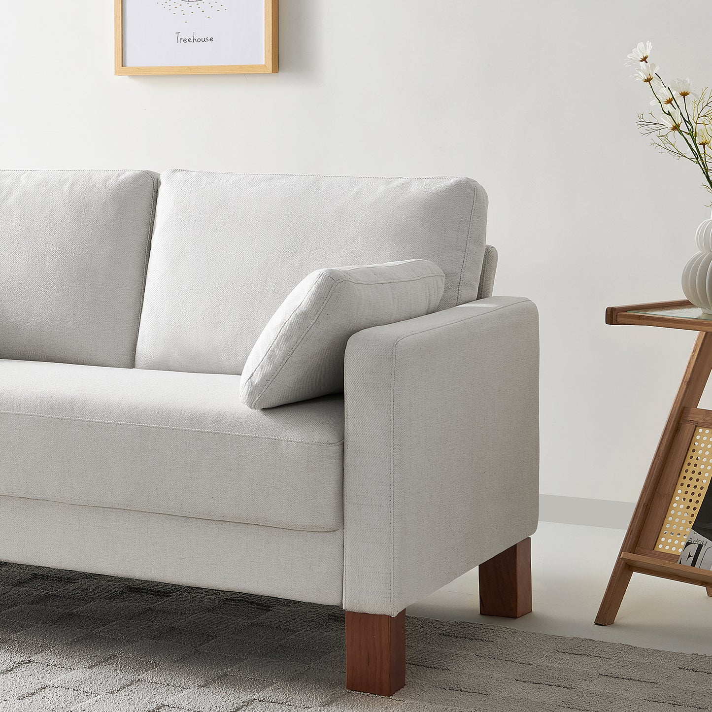 Atopston 56'' Fabric Living Room Couch for compact apartment, White