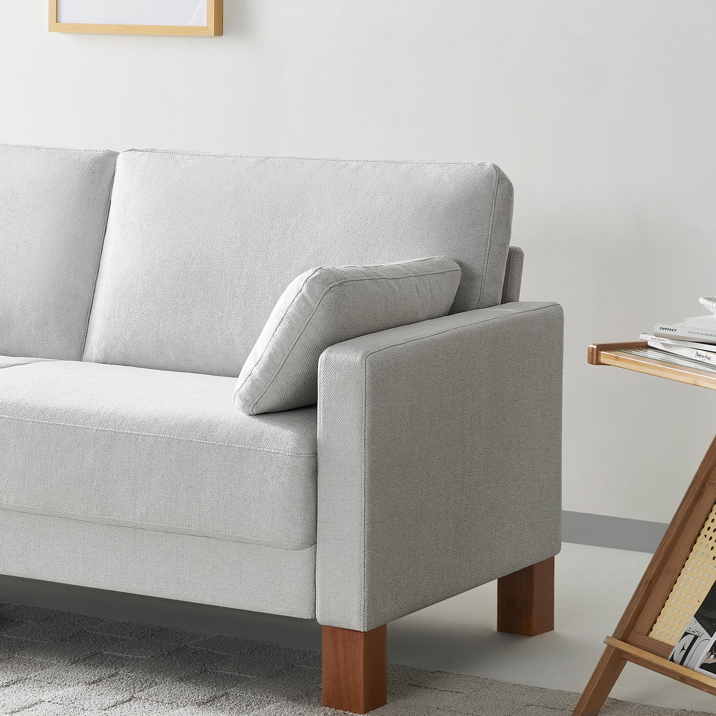 Atopston 66'' Fabric Living Room Couch for compact apartment, White