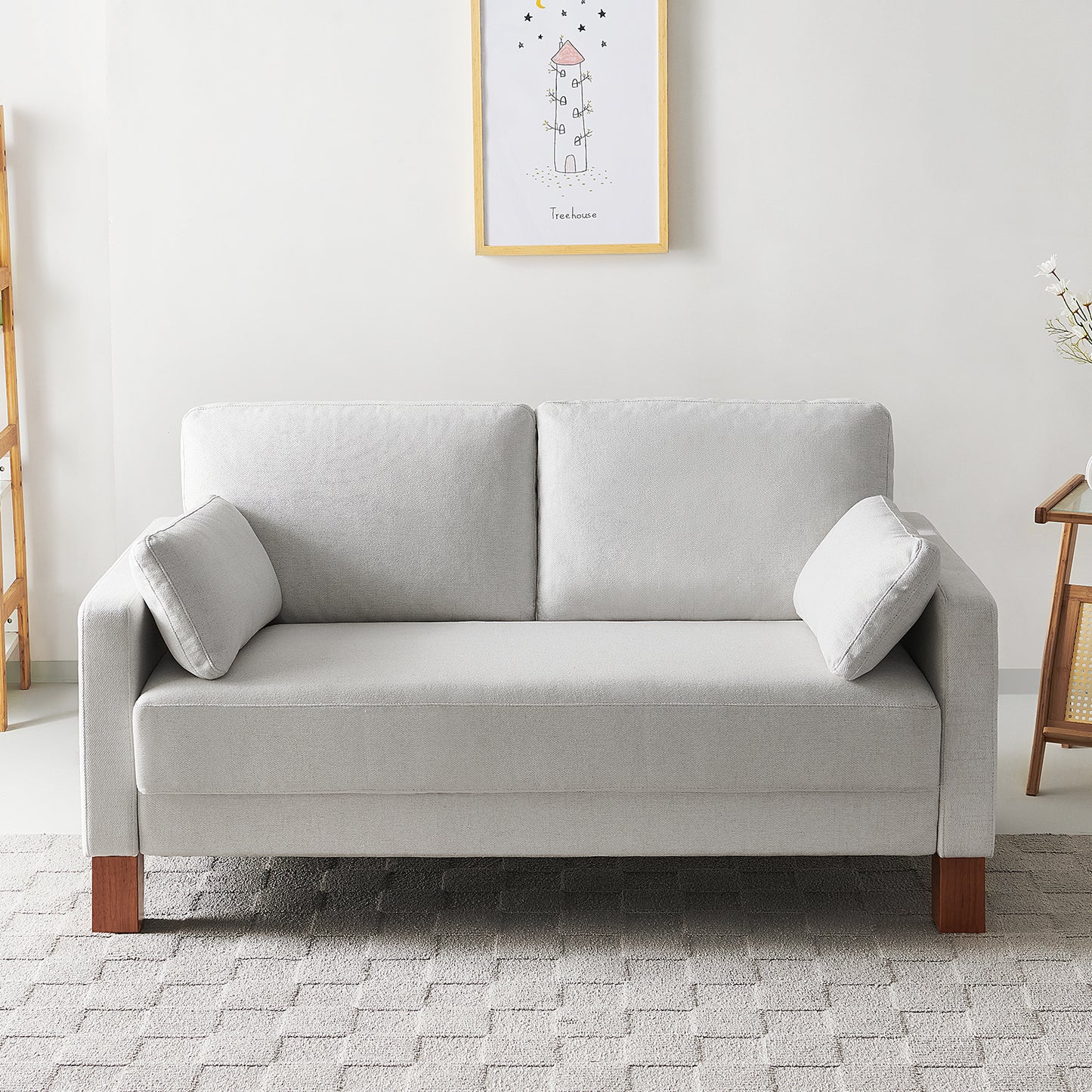 Atopston 56'' Fabric Living Room Couch for compact apartment, White