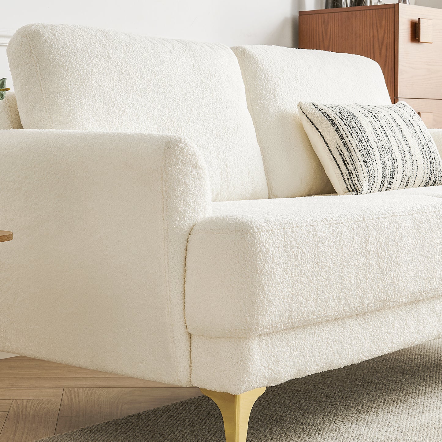 Atopston 63" Boucle Loveseat Sofa for Living Room Apartment, White Bouclé