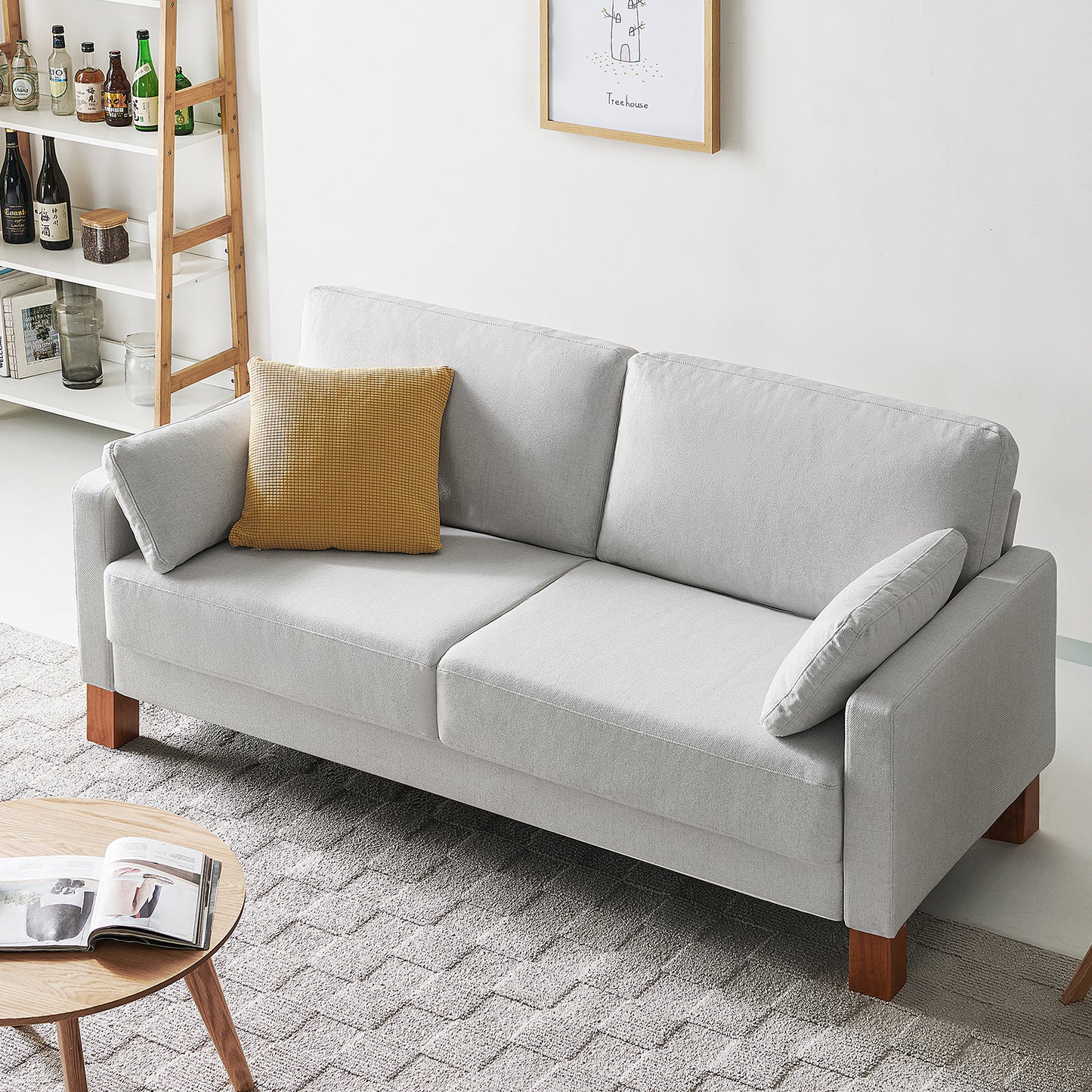 Atopston 66'' Fabric Living Room Couch for compact apartment, White
