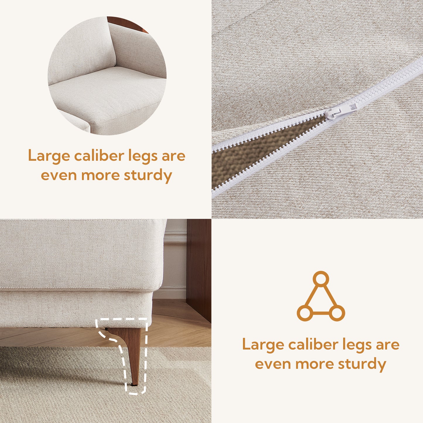 Atopston 63" Fabric Loveseat Sofa for Living Room Apartment, Beige Linen